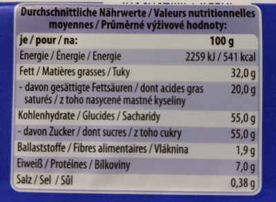 Alpenvollmilchschokolade - Nutrition facts