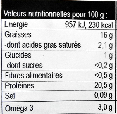 Pavé de Saumon - Nutrition facts - fr