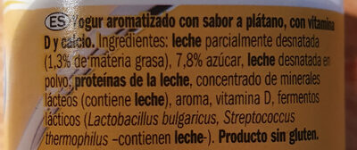 Yogur sabor platano - Ingredients - es