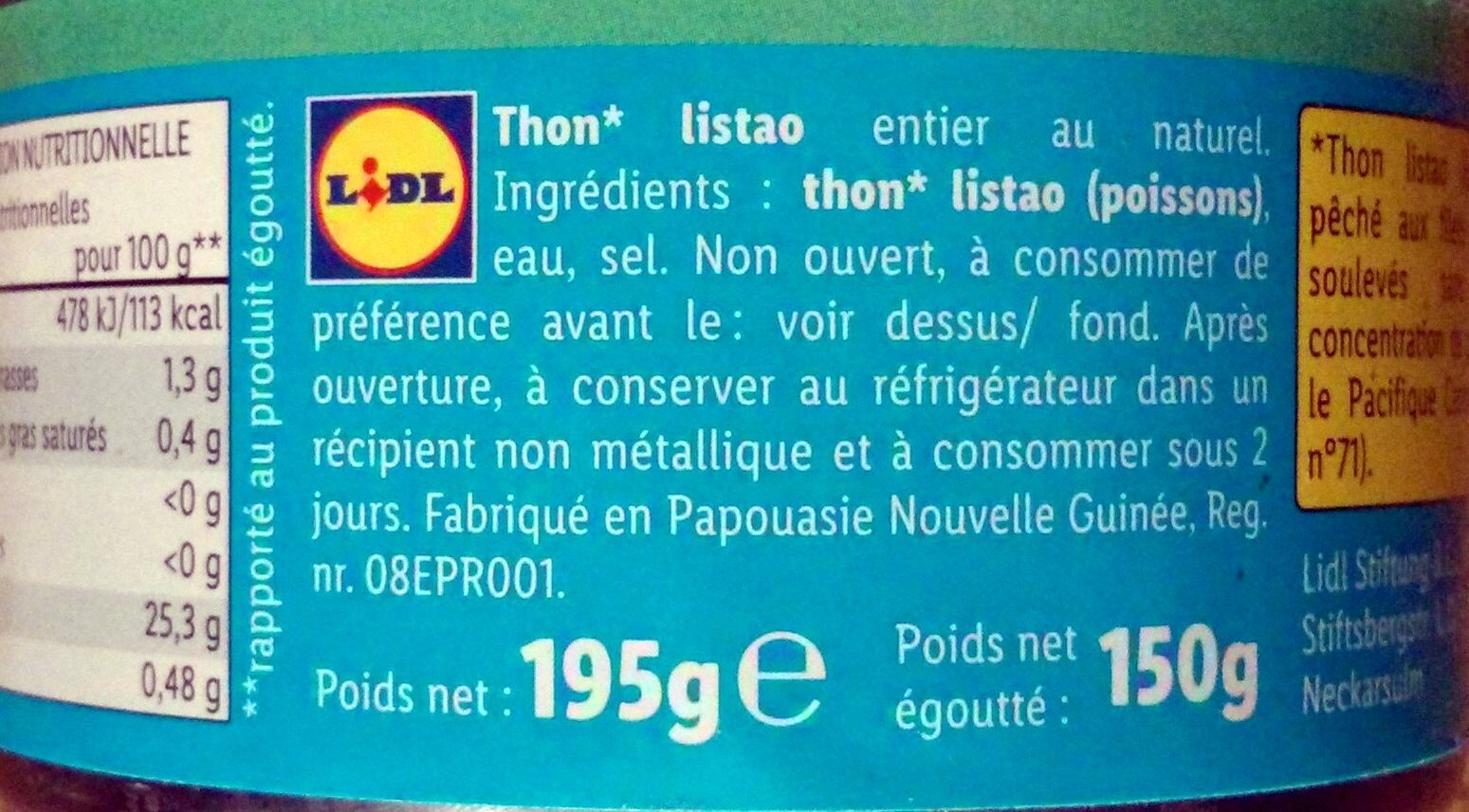 Thon entier au naturel - Recycling instructions and/or packaging information - fr