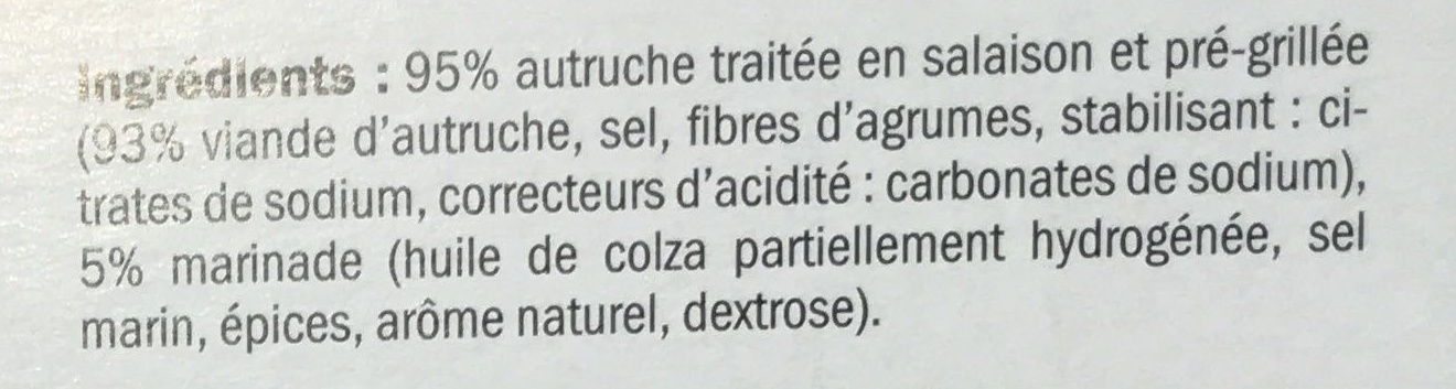 Wok d'Autruche pré-grillé mariné - Ingredients - fr