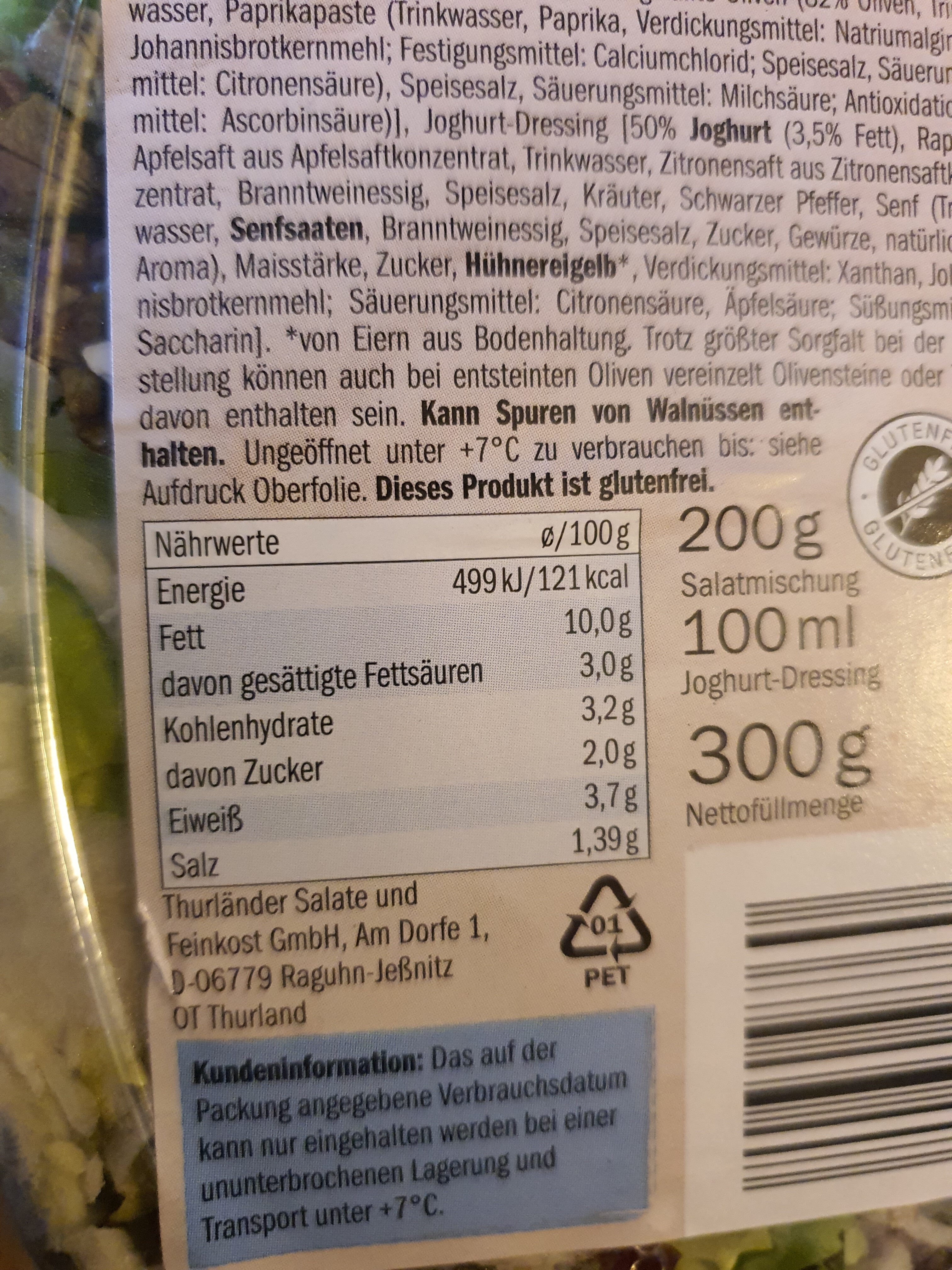 Saladinettes, Salat Hellas - Nutrition facts - de
