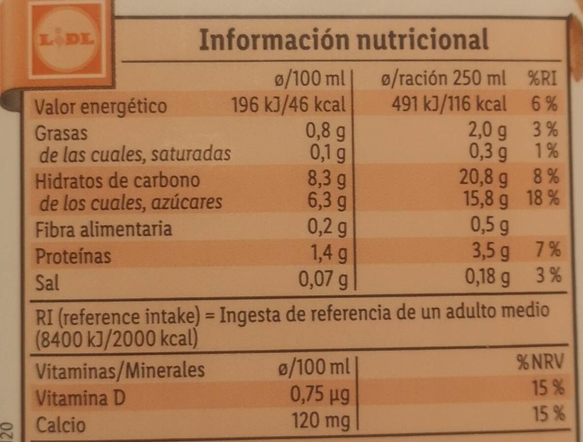 Bebida de avena calcio - Nutrition facts - es