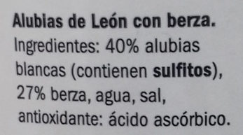 Alubia de León con berza - Ingredients - es