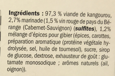 Sauté de Kangourou mariné au vin rouge et épices - Ingredients - fr