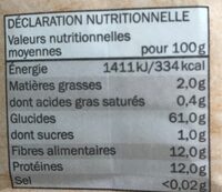 Farine d'epeautre complet - Nutrition facts - en