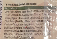 Irish Jumbo Pork Sausages - Ingredients - en