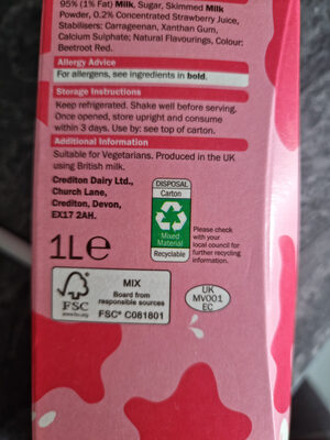 Strawberry milk - Recycling instructions and/or packaging information - en