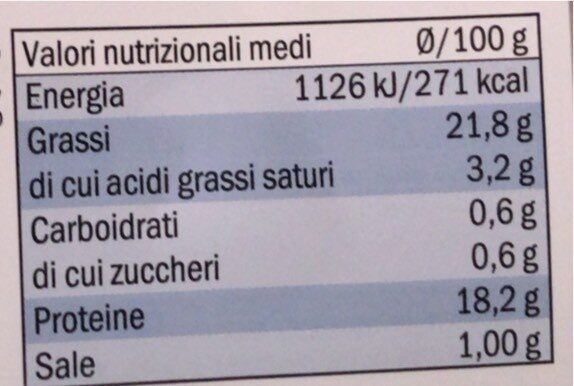 Filetto di Salmone marinato pomodoro e basilico - Nutrition facts - it