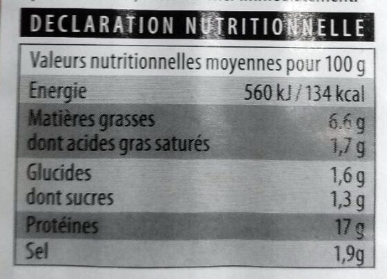 Emincés de Poulet - Nutrition facts - fr