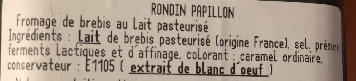 Rondin - Ingredients - fr