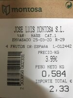 Aguacate Has - Nutrition facts - es