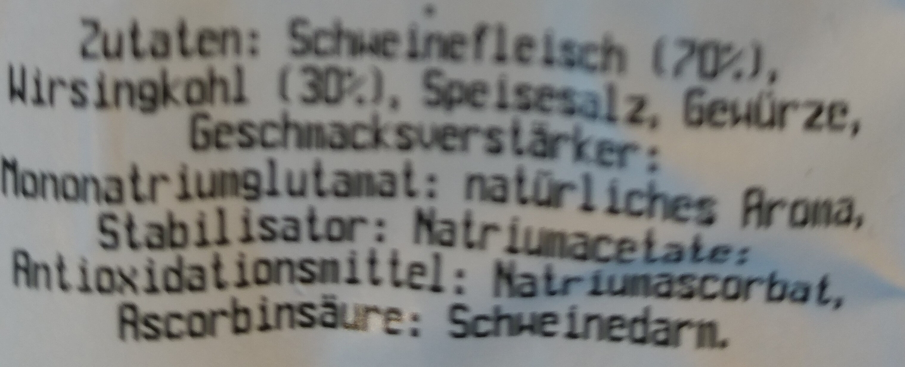 Kohlbratwurst - Ingredients - de