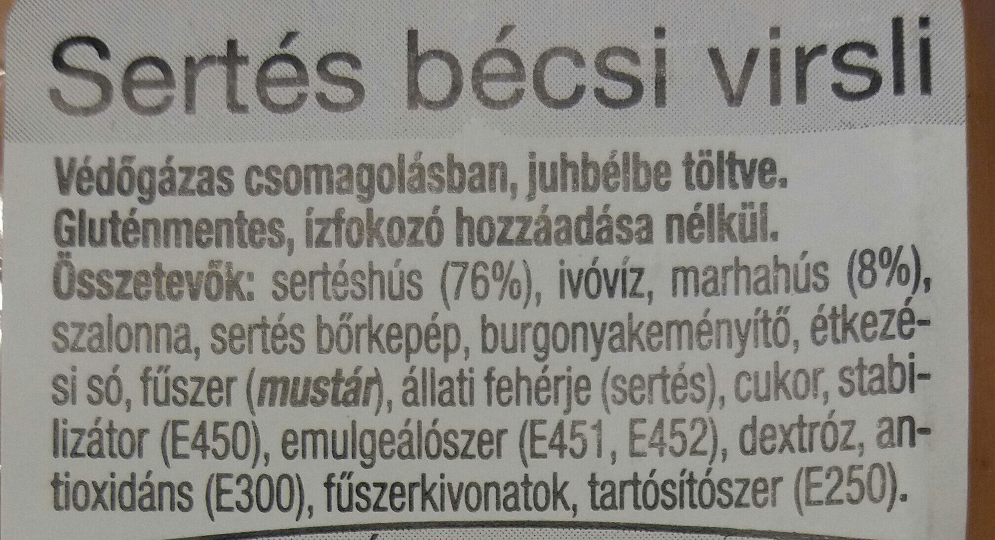 Bécsi virsli - Ingredients - hu