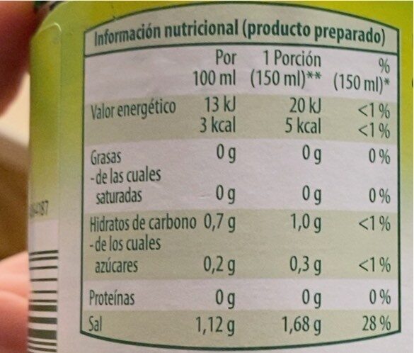 Caldo de verduras - Nutrition facts - es