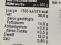 Teewurst grob - Nutrition facts - de