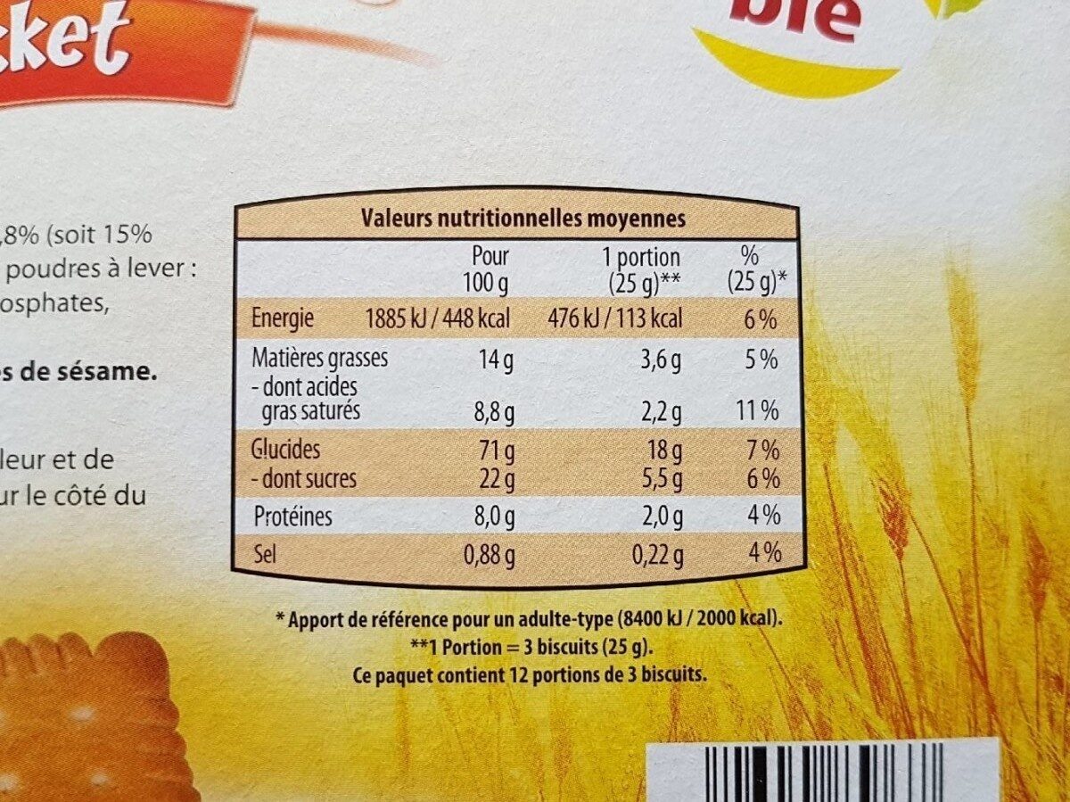 Petit beurre - Nutrition facts - fr