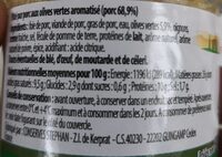 Pâté aromatisé aux olives vertes - Nutrition facts - fr