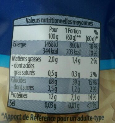 Fusilli (Pâtes alimentaires de qualité supérieure) - Nutrition facts - fr