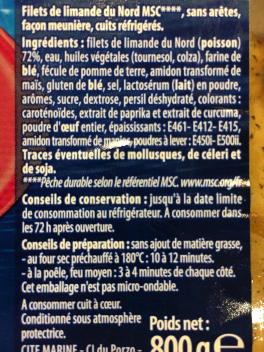 Filet de limande du nord facon meuniere - Ingredients - fr