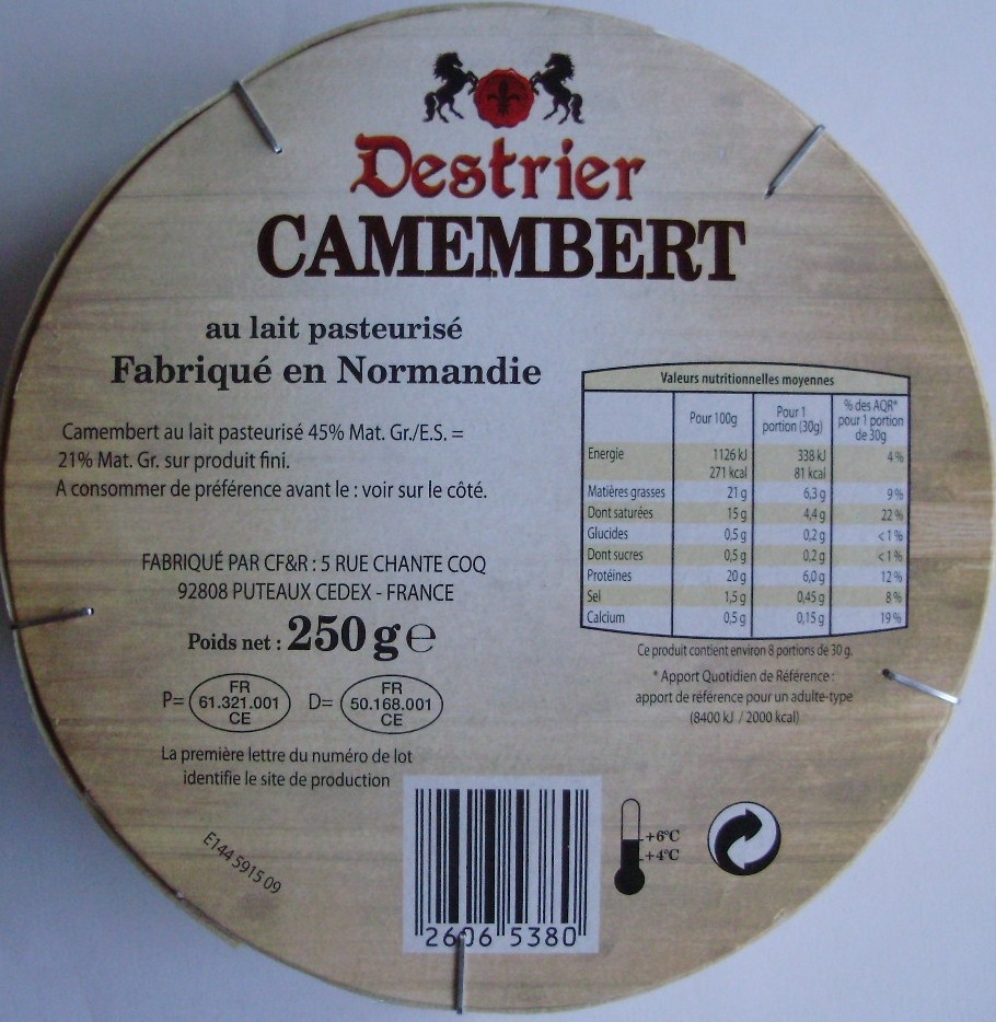 Camembert - Ingredients - fr