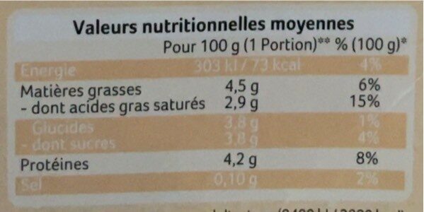 La petite faisselle d'autrefois - Nutrition facts - fr