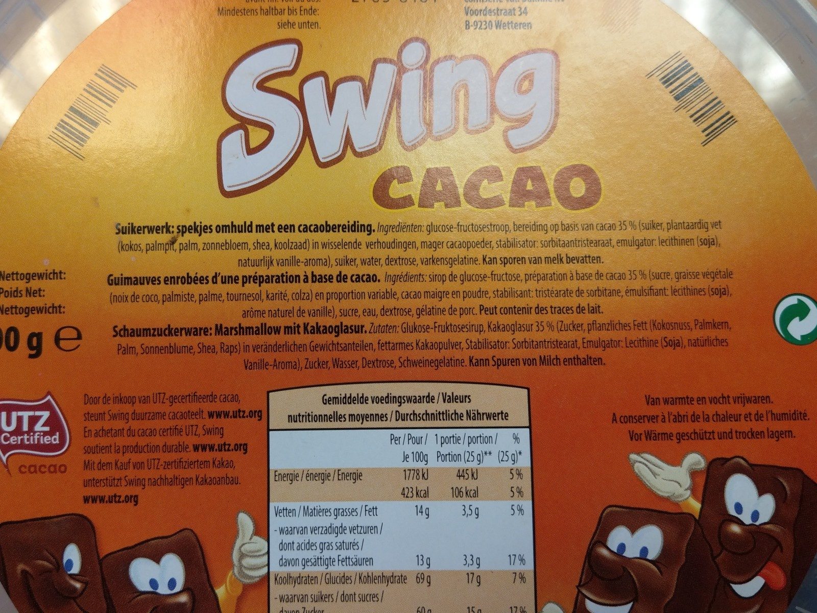 Guimauves enrobées d'une préparation à base de cacao - Ingredients - fr