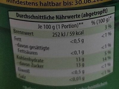 Ananas Scheiben - Nutrition facts - de