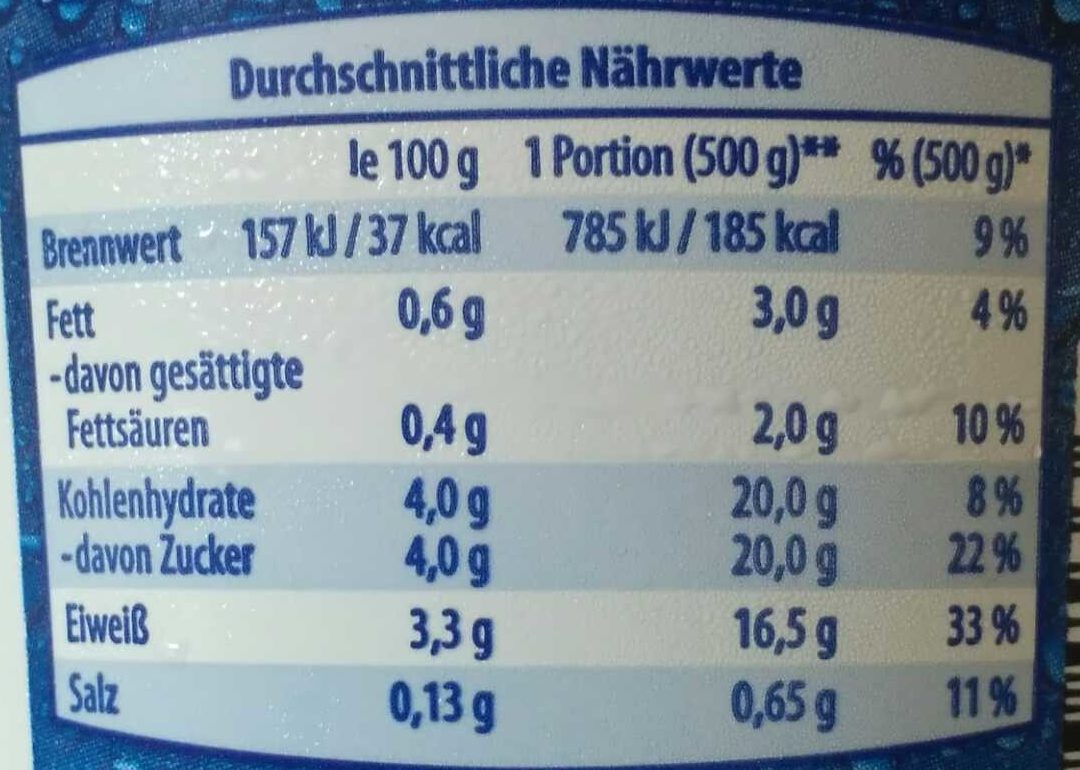 Reine Buttermilch - Nutrition facts - de