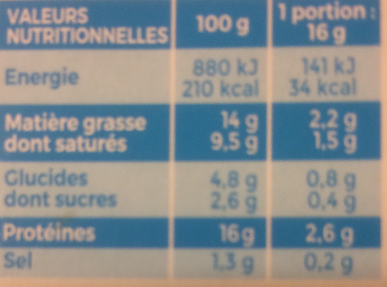 Tartare Ail & Fines herbes Léger - Nutrition facts - en