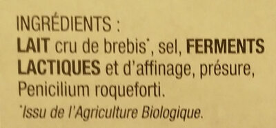 Roquefort au lait cru de Brebis - Ingredients - fr