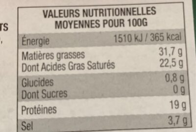 Roquefort au lait cru de Brebis - Nutrition facts - fr