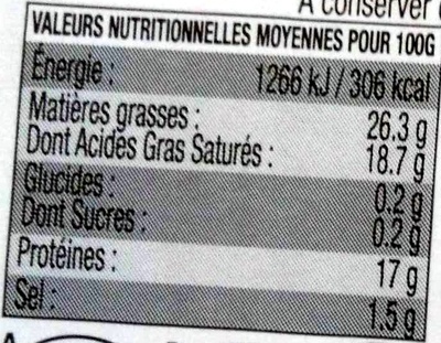 Brique de Brebis (26.3% MG) - Nutrition facts - fr