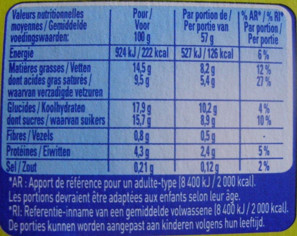 Feuilleté de Mousse Vanille (4 Pots) - Nutrition facts - fr