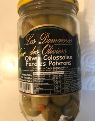 Olives Colossales Farcies Poivrons - Nutrition facts