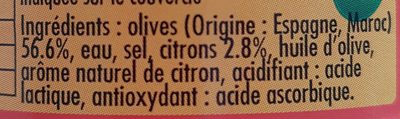 Olives Cassées Citron - Ingredients