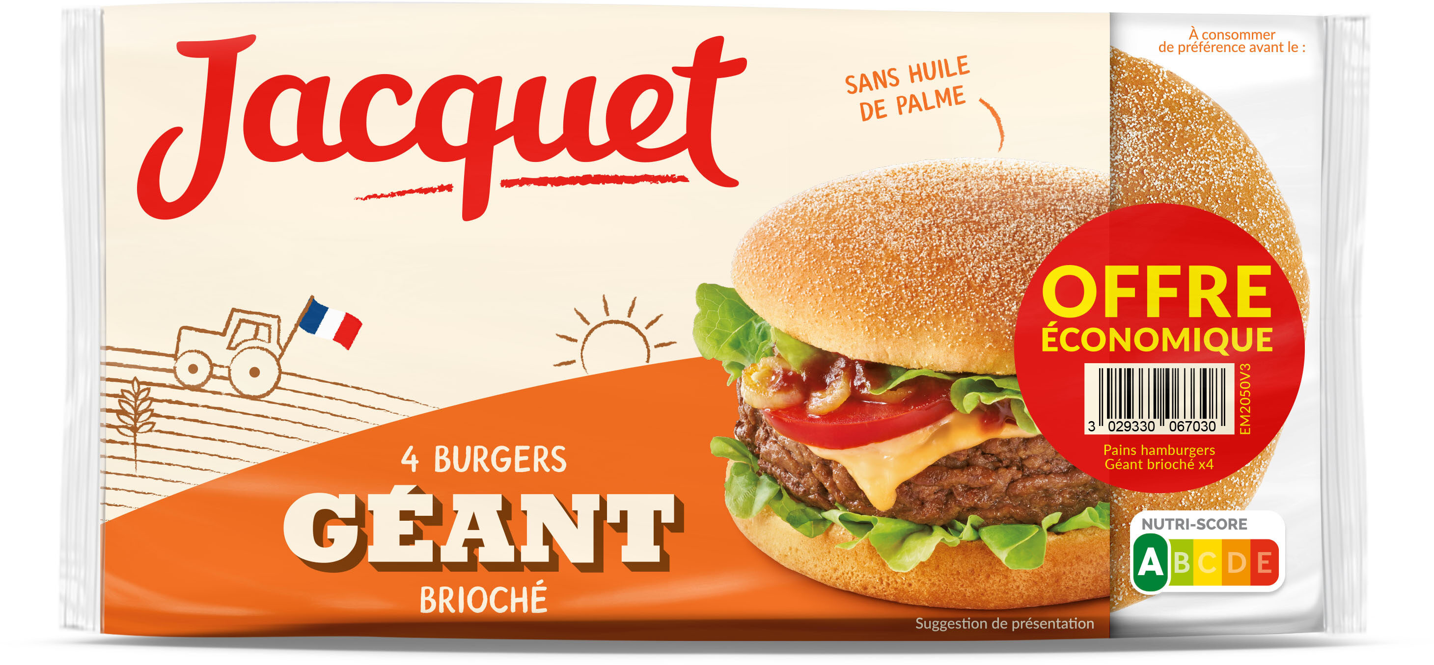 Geant burger brioche x4 300g offre eco - Product - fr
