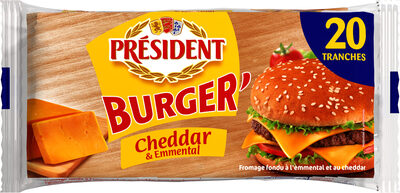 Tranches Burger' Cheddar & Emmental Président 20 Tranches - Product - fr