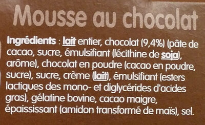 Danette Mousse Chocolat - Ingredients - fr