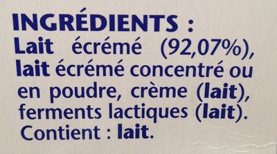 Yaourt (Nature) 16 Pots - Ingredients