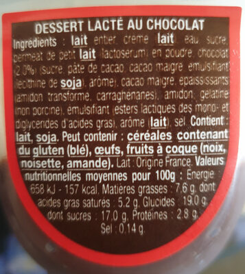 Danette Le Liégeois - Ingredients