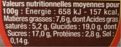 Danette Le Liégeois - Nutrition facts