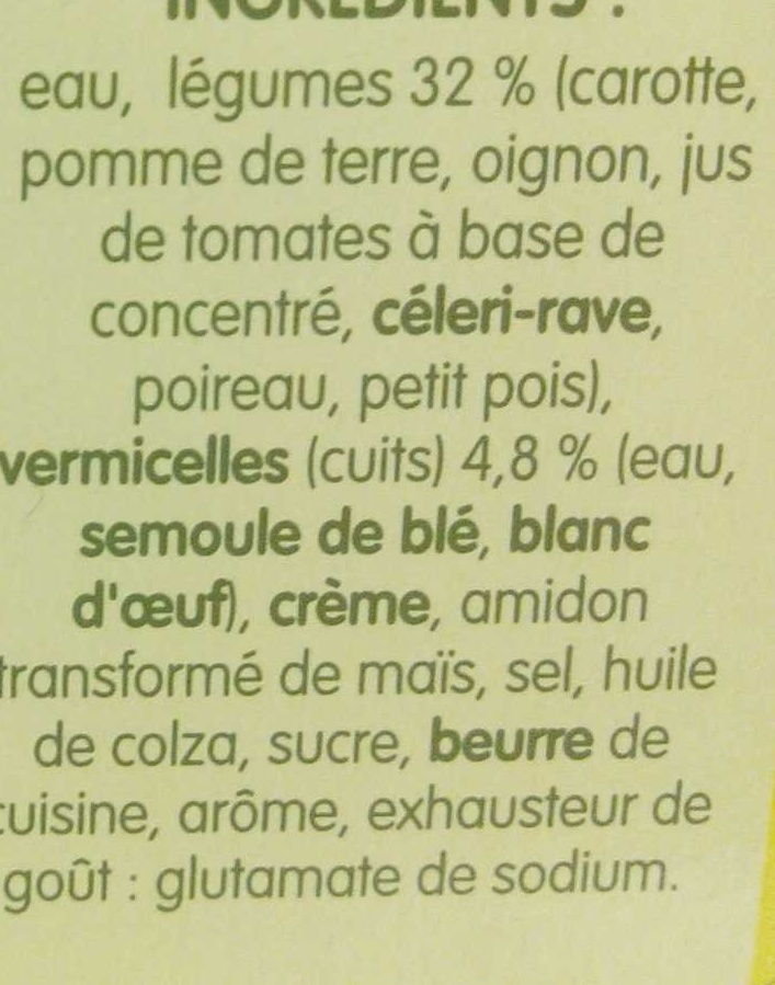 Légumes et vermicelles - Ingredients - fr