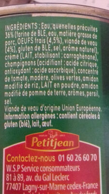 6 quenelles de veau - Ingredients - fr