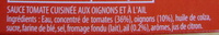 Panzani - spf - sauce tube tomate cuisiné aux oignons et à l'ail 180g - Ingredients - fr