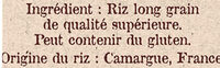 Riz Long Grain de Camargue - Ingredients - fr