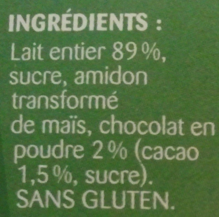 Blédi'Délice chocolat - Ingredients - fr
