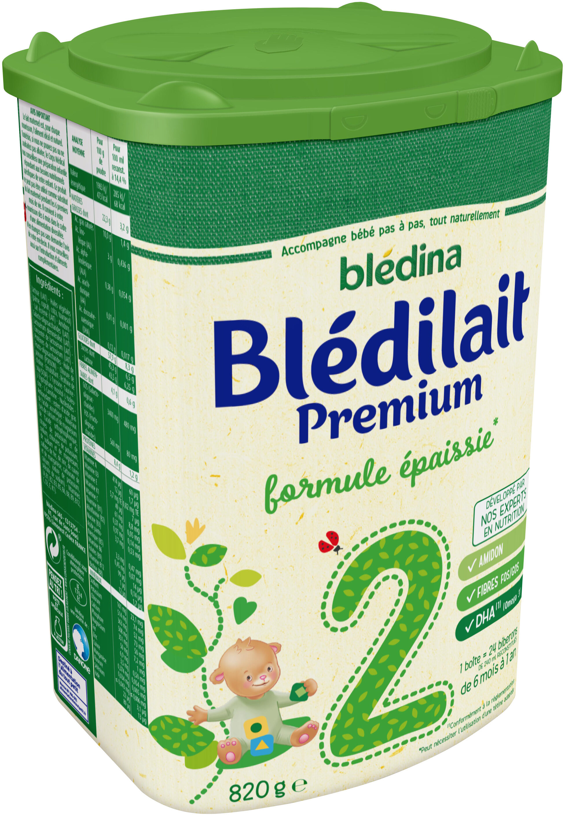 BLEDILAIT Premium formule épaissie 2ème âge 820g De 6 à 12 Mois - Product - fr