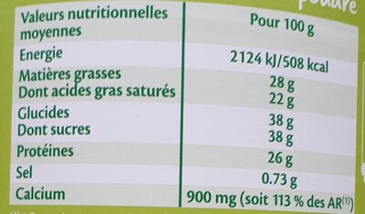 Lait de chèvre en poudre - Nutrition facts - fr