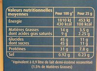lait demi écrémé - Nutrition facts - fr